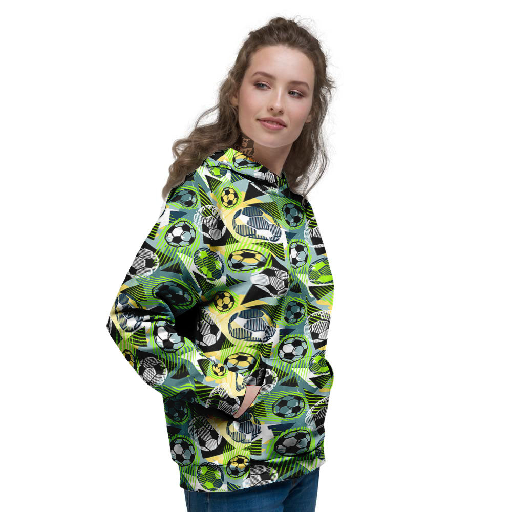 Soccer Ball Grunge Print Pattern Women's Hoodie-grizzshop