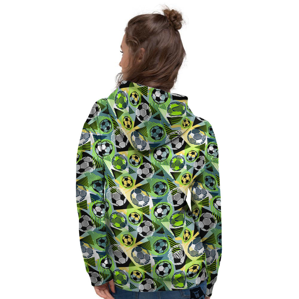 Soccer Ball Grunge Print Pattern Women's Hoodie-grizzshop