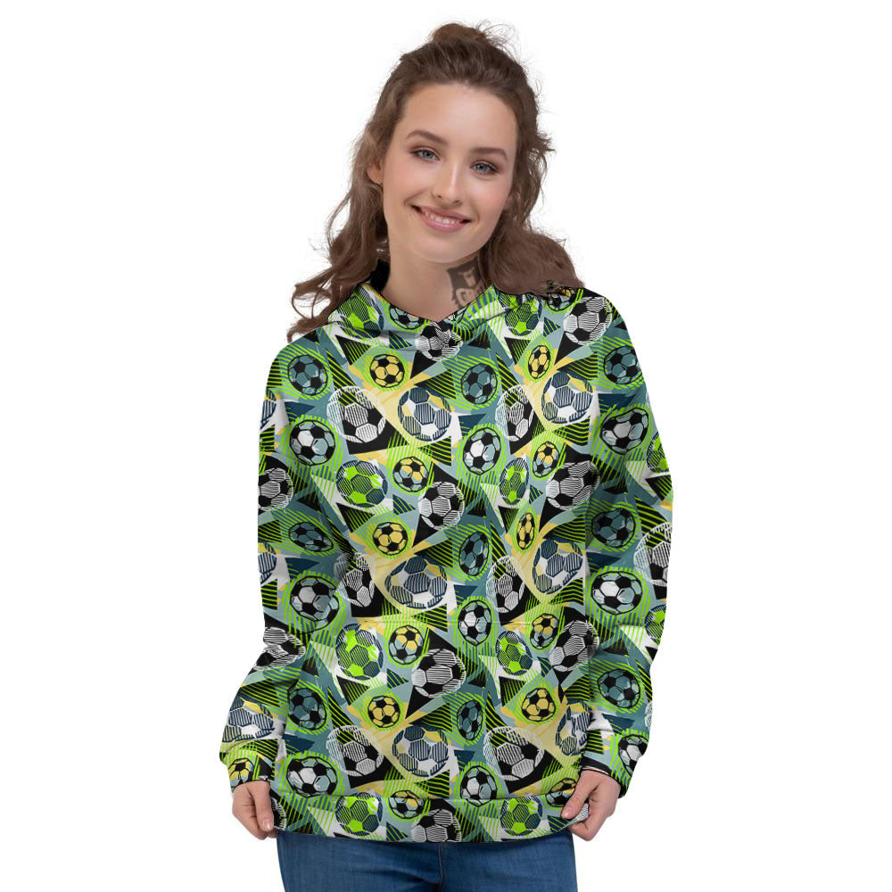 Soccer Ball Grunge Print Pattern Women's Hoodie-grizzshop