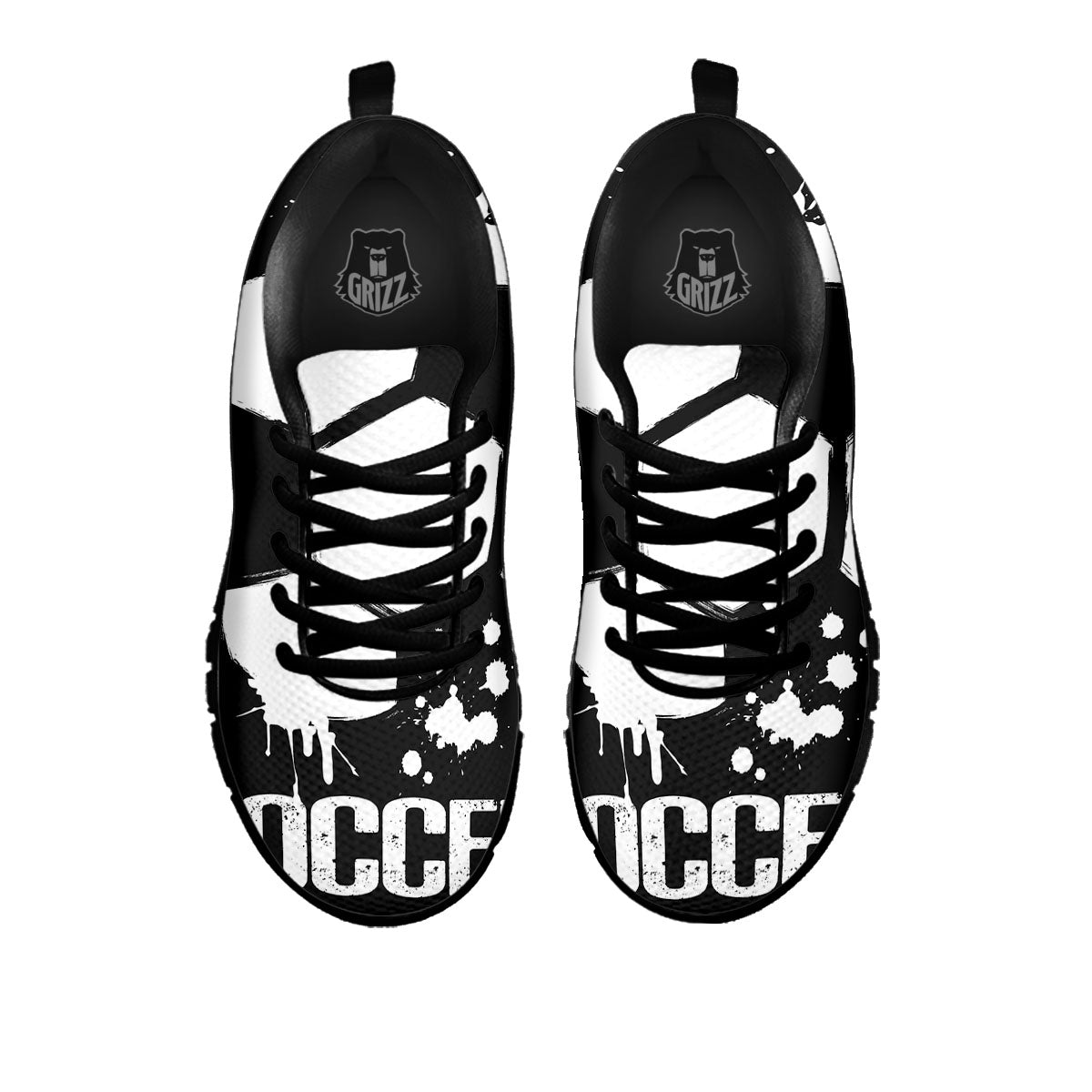 Soccer Ball White And Black Print Black Sneaker-grizzshop