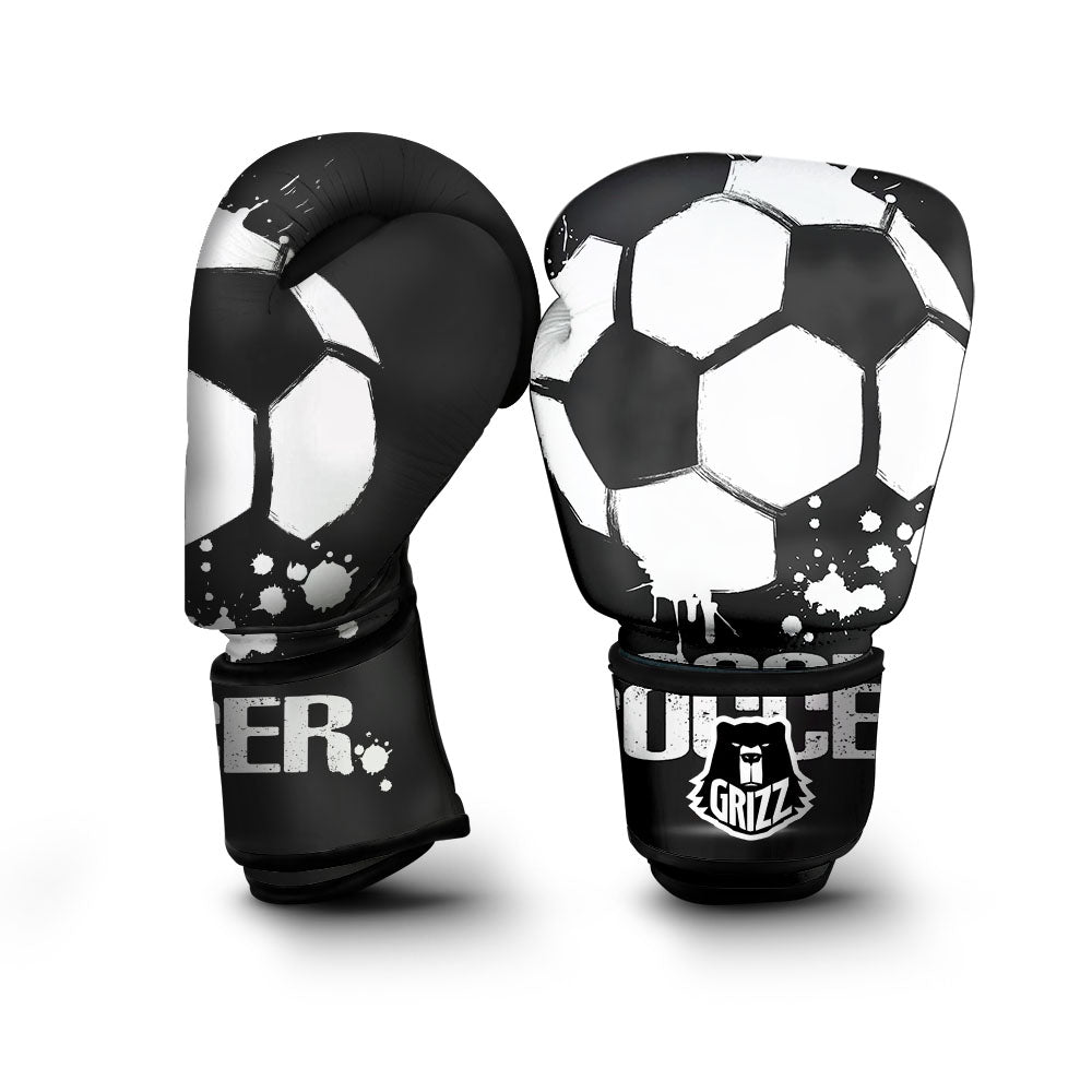 Soccer Ball White And Black Print Boxing Gloves-grizzshop