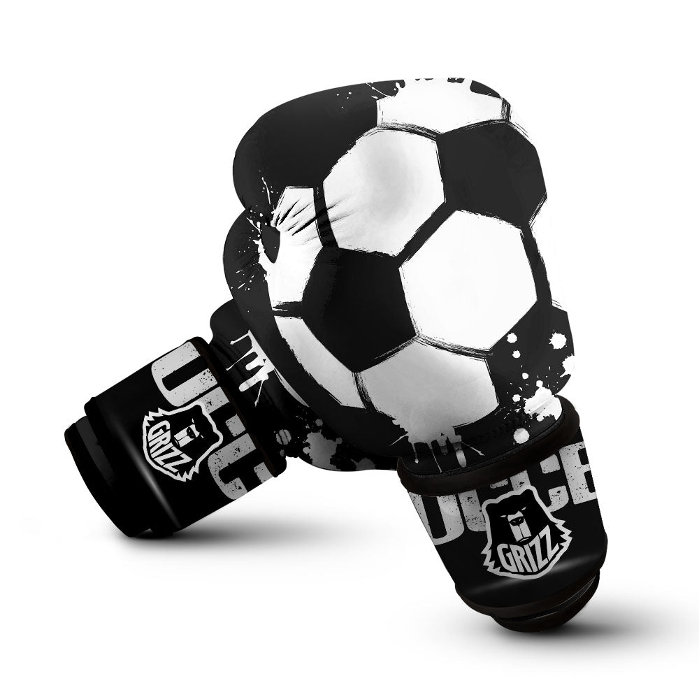 Soccer Ball White And Black Print Boxing Gloves-grizzshop