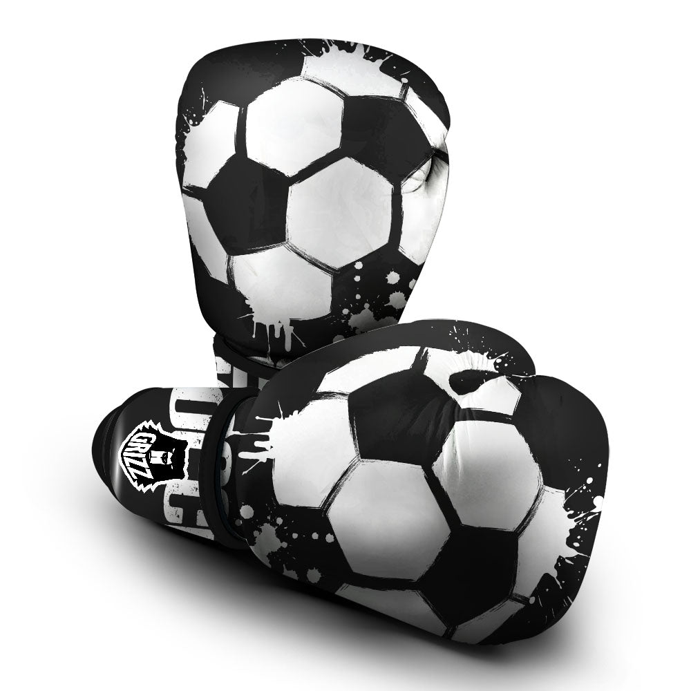 Soccer Ball White And Black Print Boxing Gloves-grizzshop