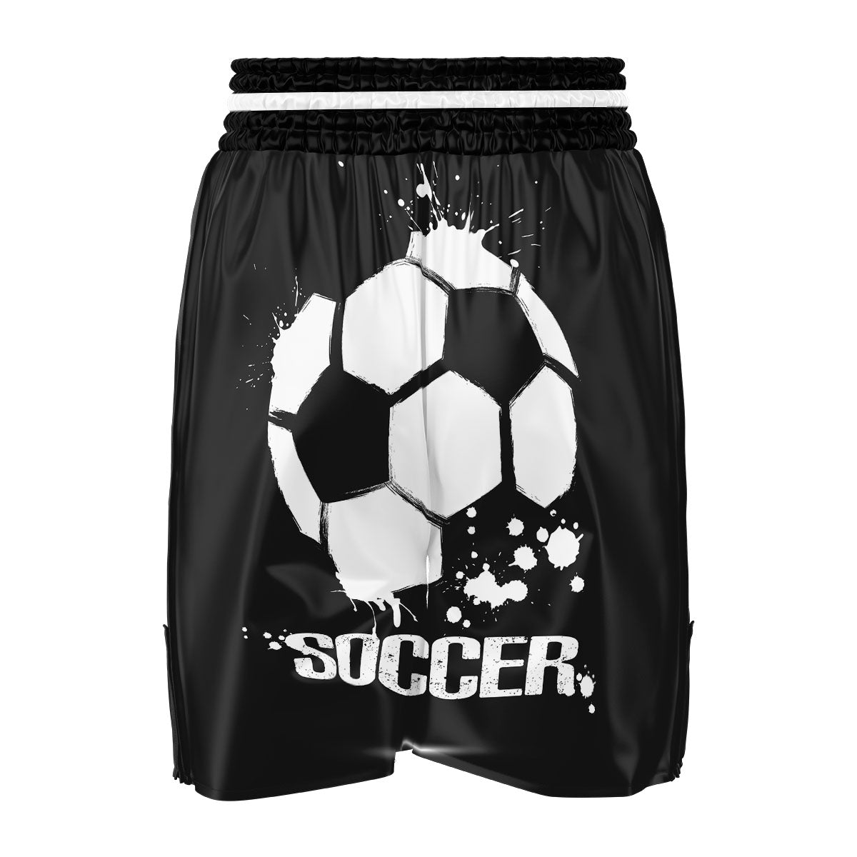 Soccer Ball White And Black Print Boxing Shorts-grizzshop