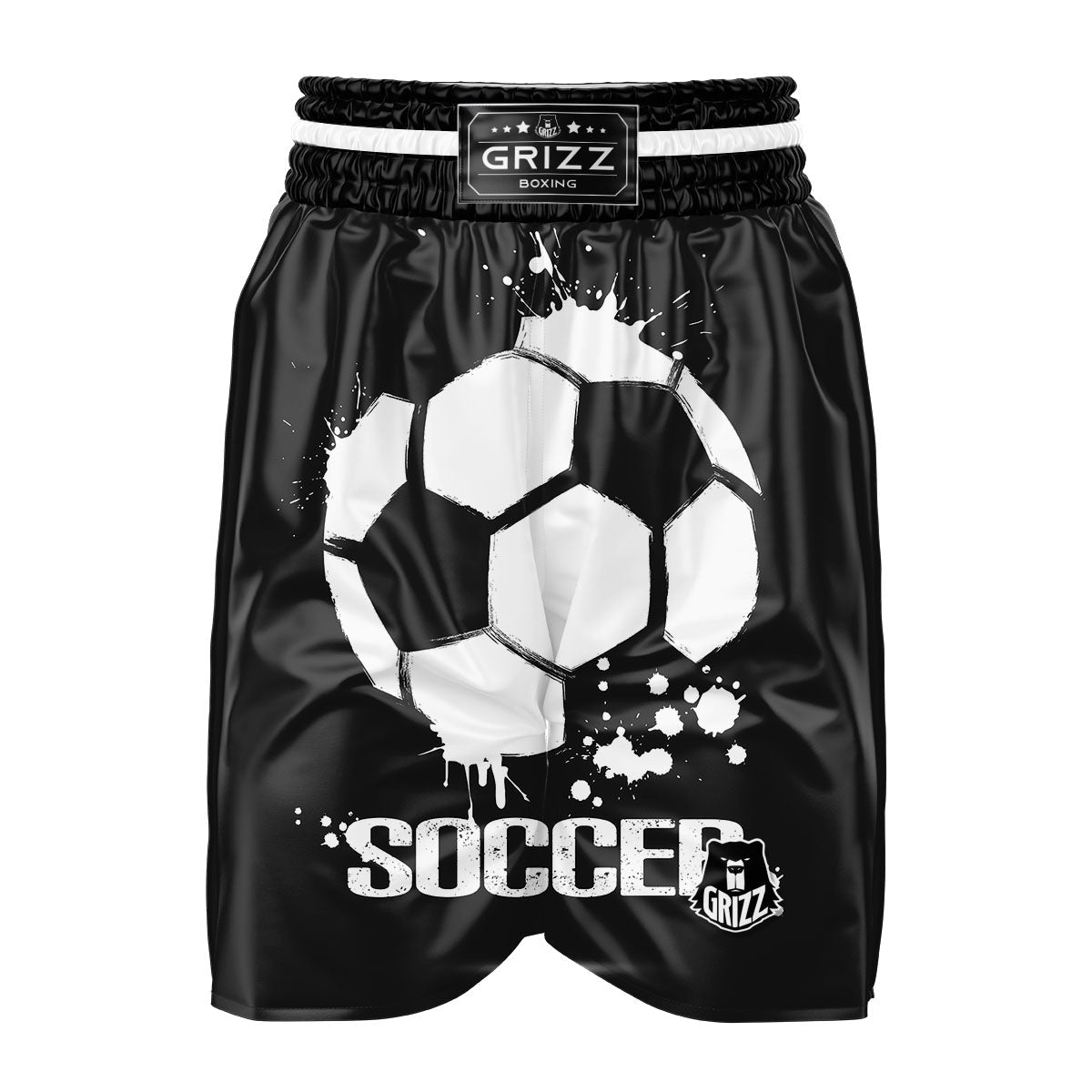 Soccer Ball White And Black Print Boxing Shorts-grizzshop