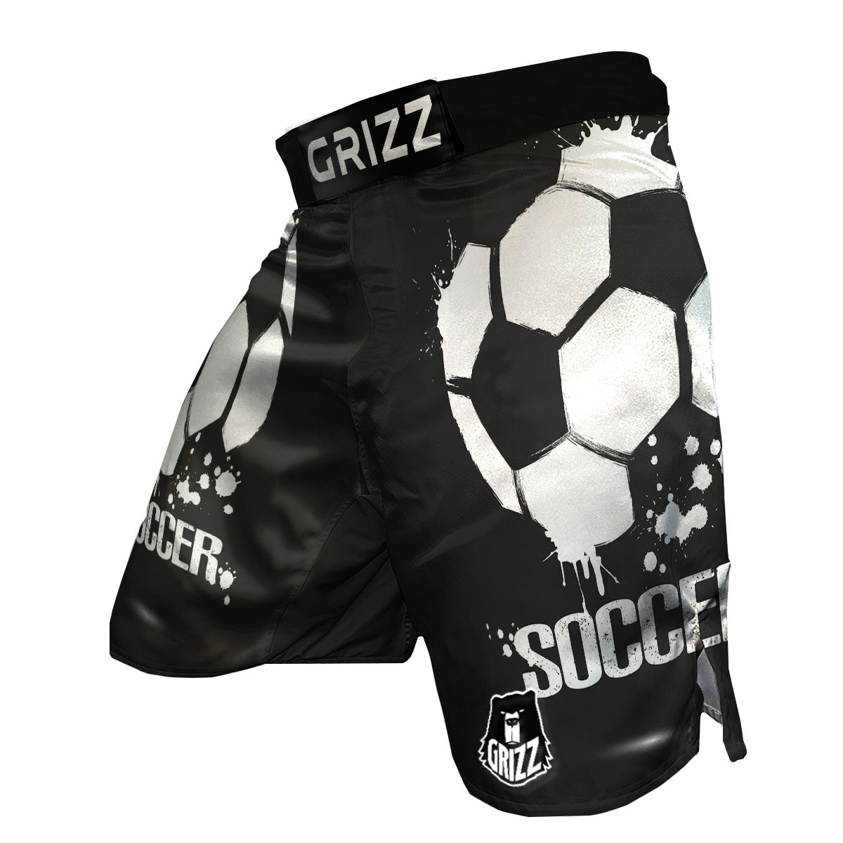 Soccer Ball White And Black Print MMA Shorts-grizzshop