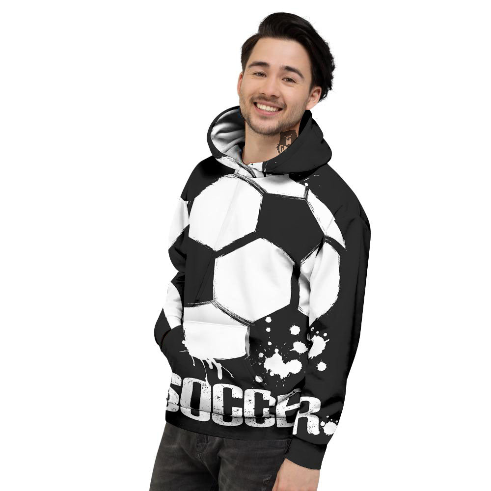 Soccer Ball White And Black Print Men's Hoodie-grizzshop