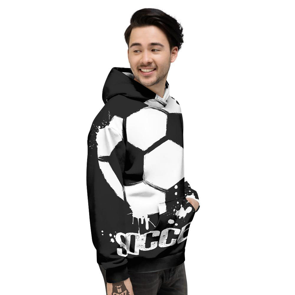 Soccer Ball White And Black Print Men's Hoodie-grizzshop