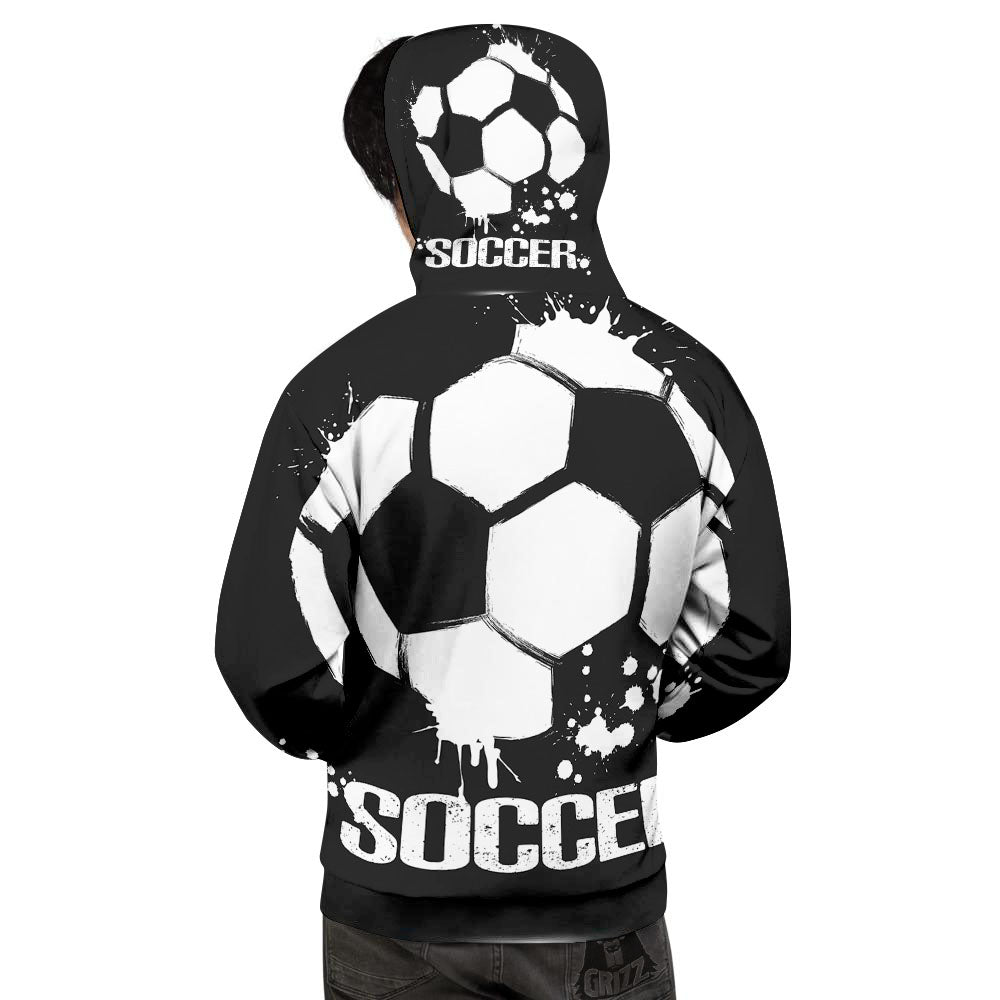 Soccer Ball White And Black Print Men's Hoodie-grizzshop