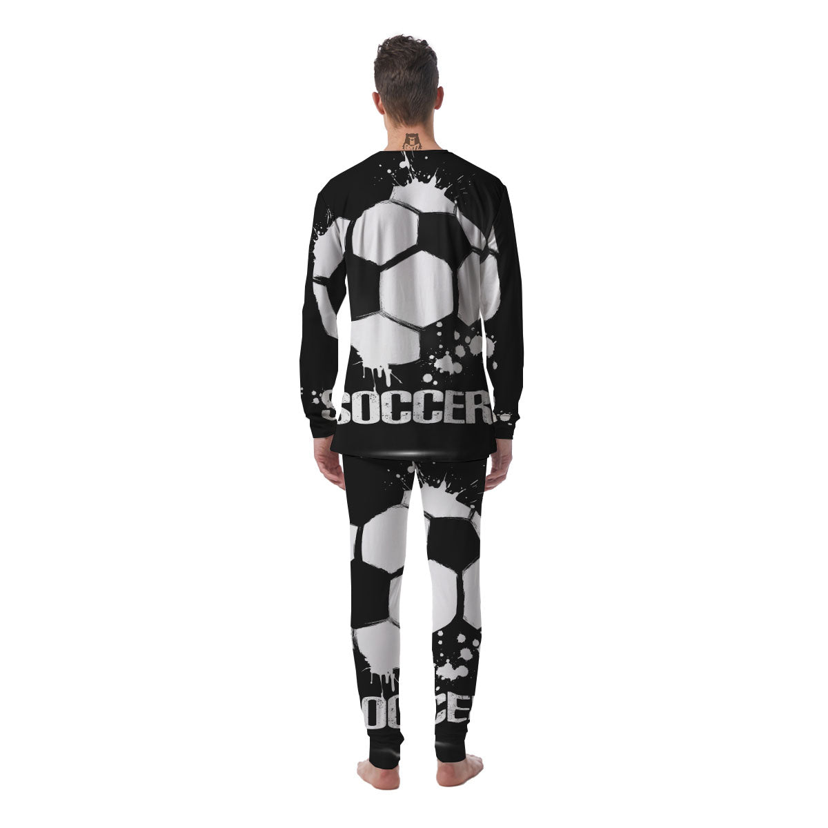 Soccer Ball White And Black Print Men's Pajamas-grizzshop