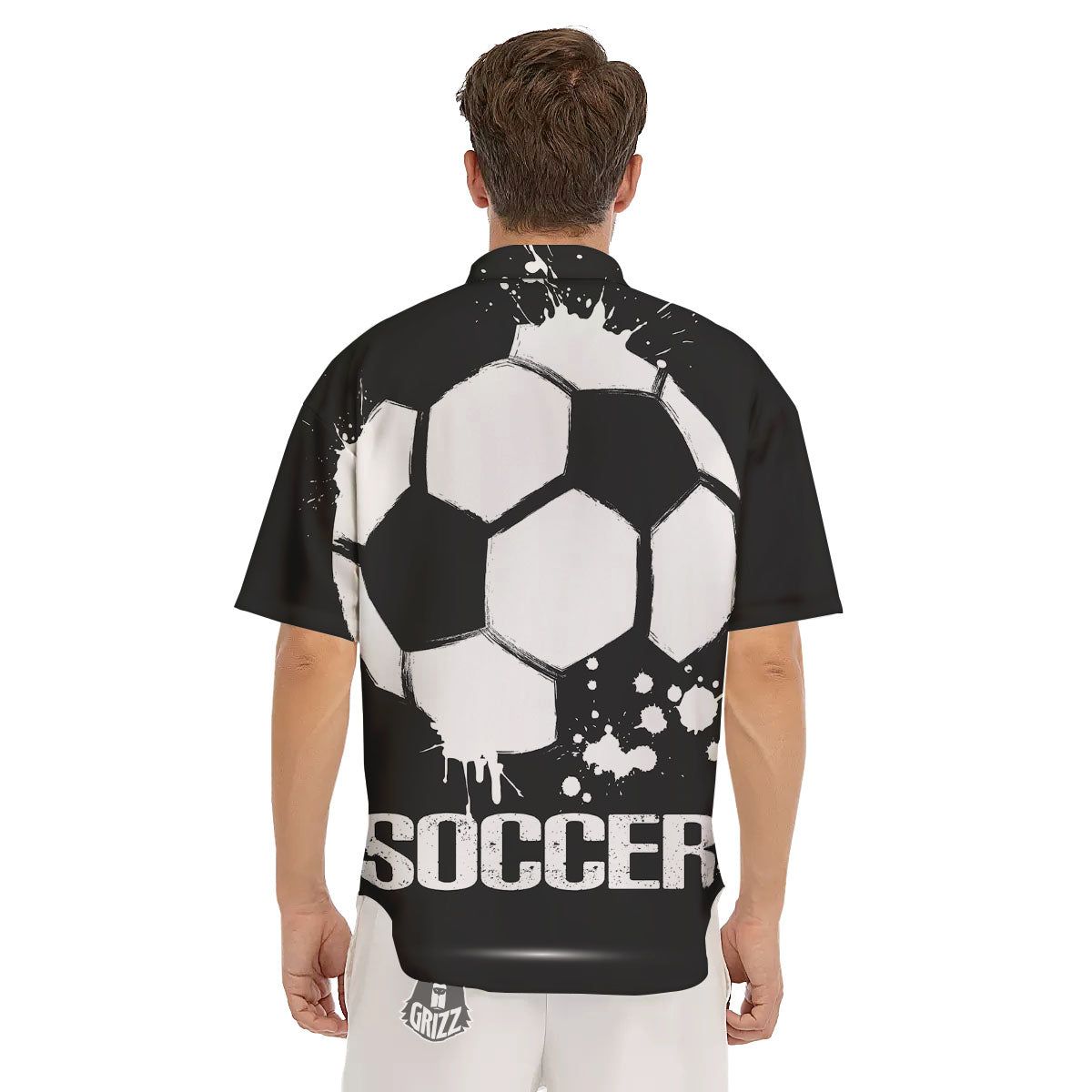 Soccer Ball White And Black Print Men's Short Sleeve Shirts-grizzshop