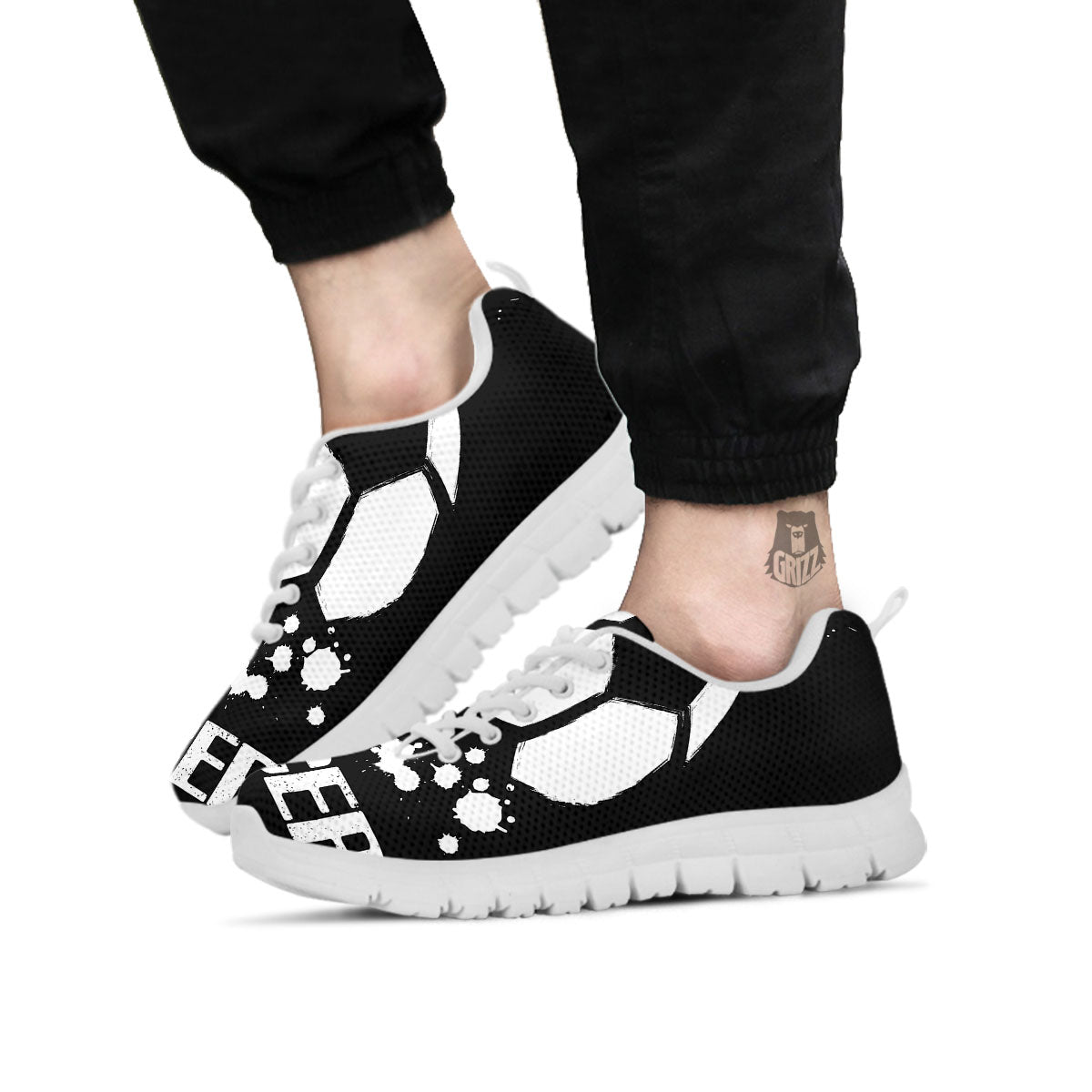 Soccer Ball White And Black Print White Sneaker-grizzshop