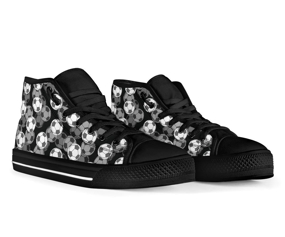 Soccer Pattern Print Men Women's High Top Shoes-grizzshop