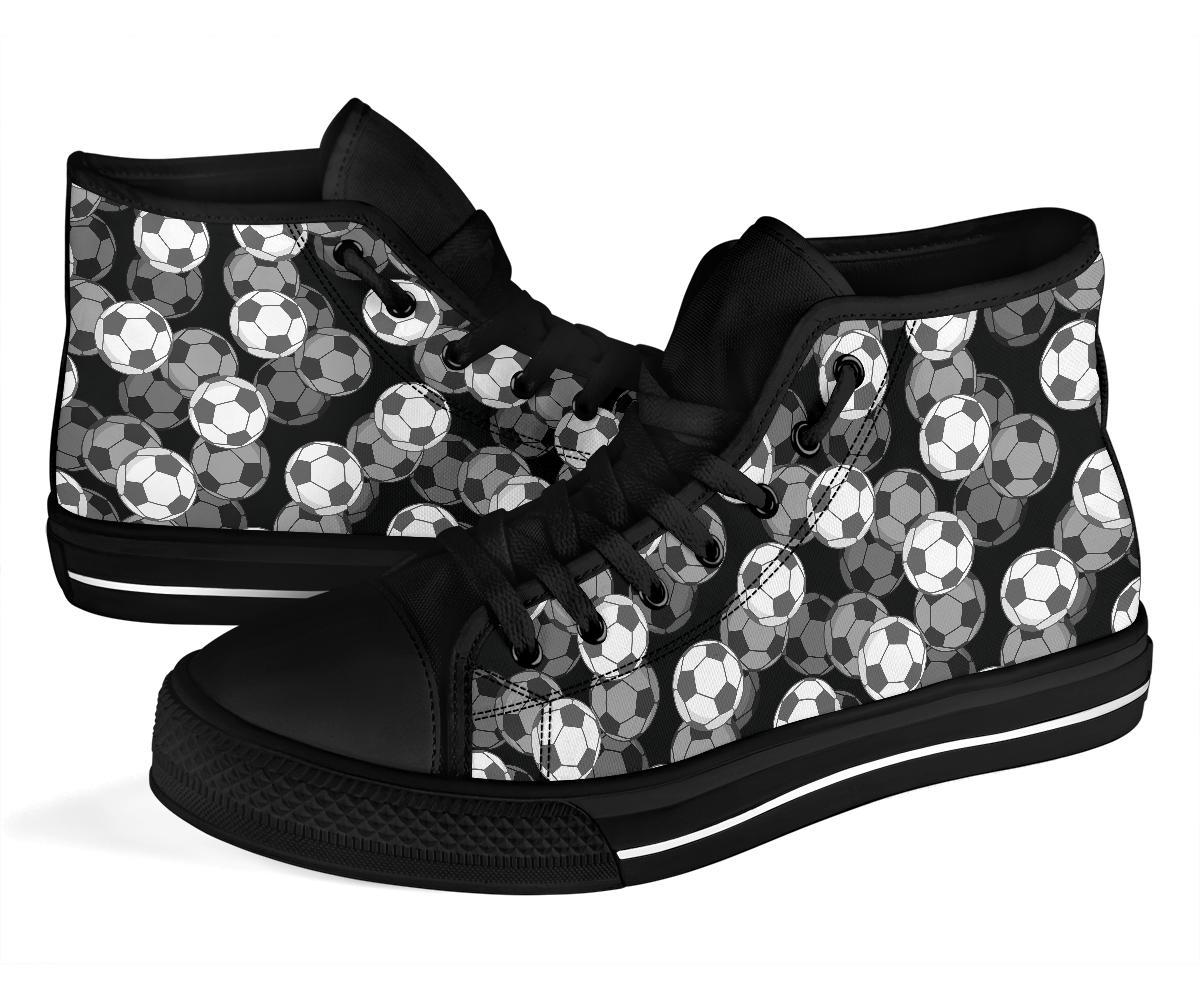 Soccer Pattern Print Men Women's High Top Shoes-grizzshop