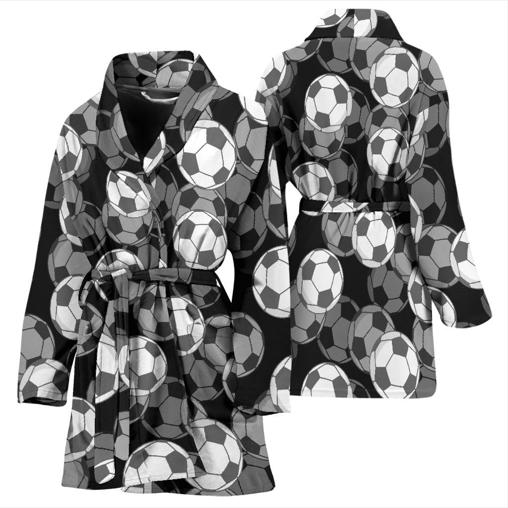 Soccer Pattern Print Women Long Robe-grizzshop