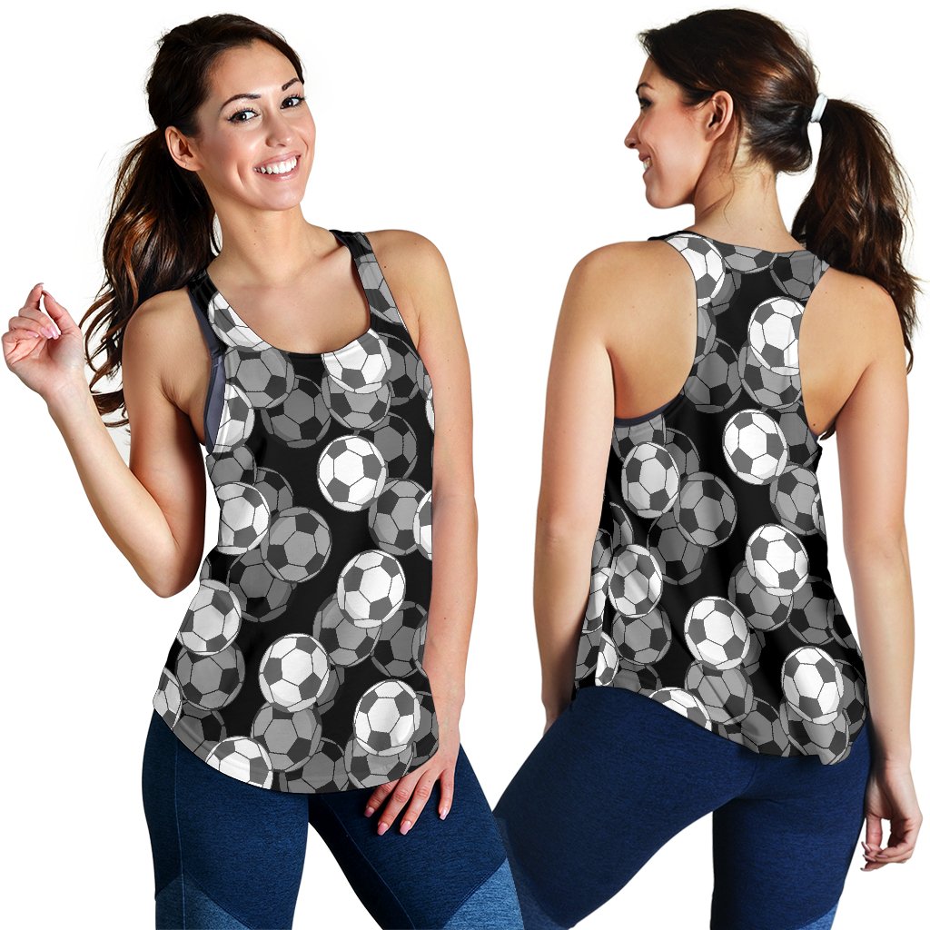 Soccer Pattern Print Women's Racerback Tank Tops-grizzshop
