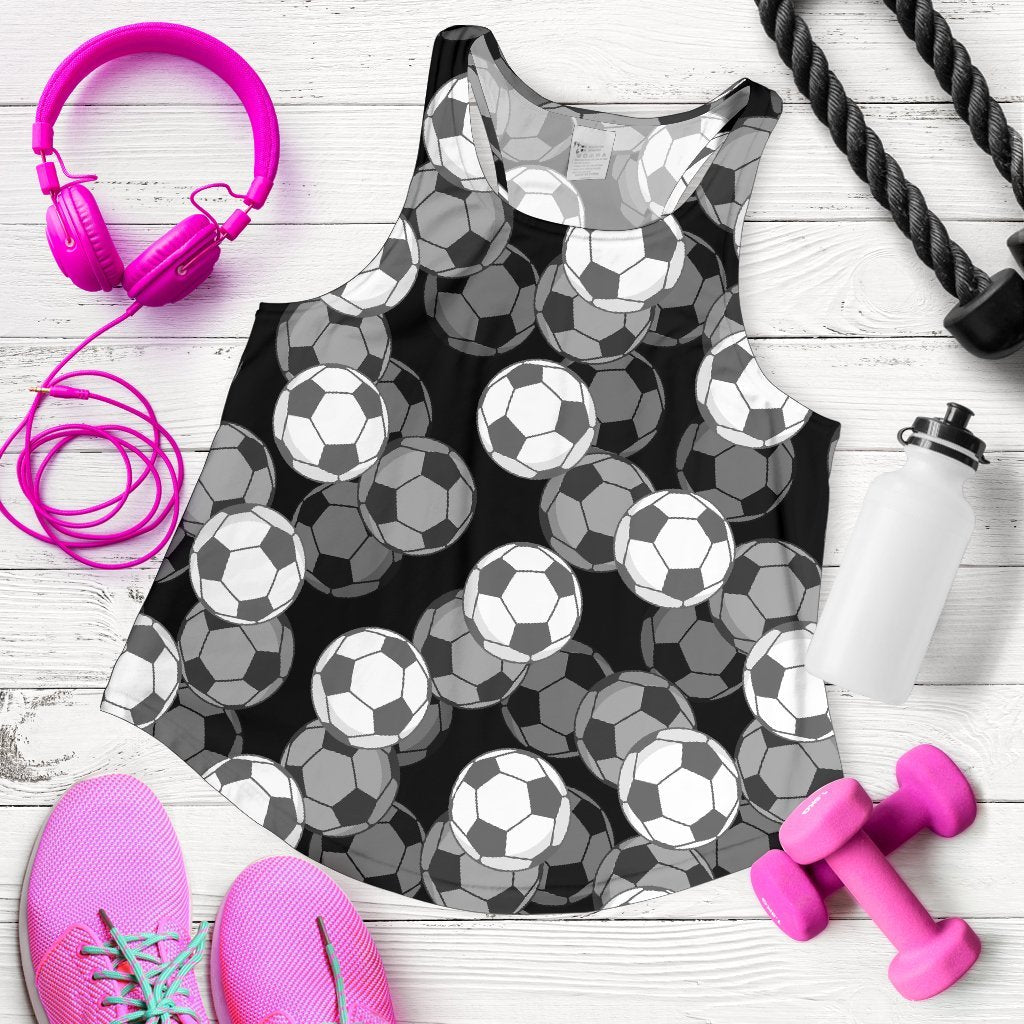 Soccer Pattern Print Women's Racerback Tank Tops-grizzshop
