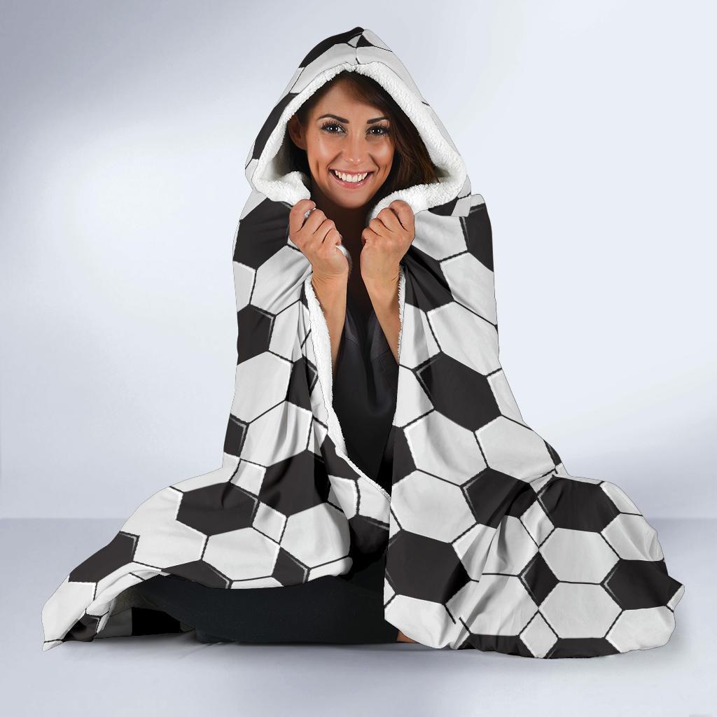 Soccer Print Pattern Hooded Blanket-grizzshop