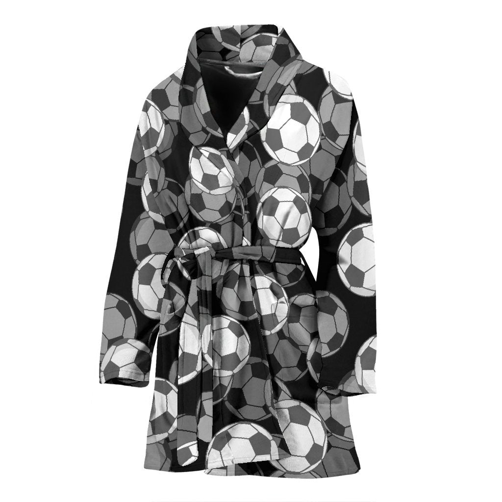 Soccer Pattern Print Women Long Robe-grizzshop