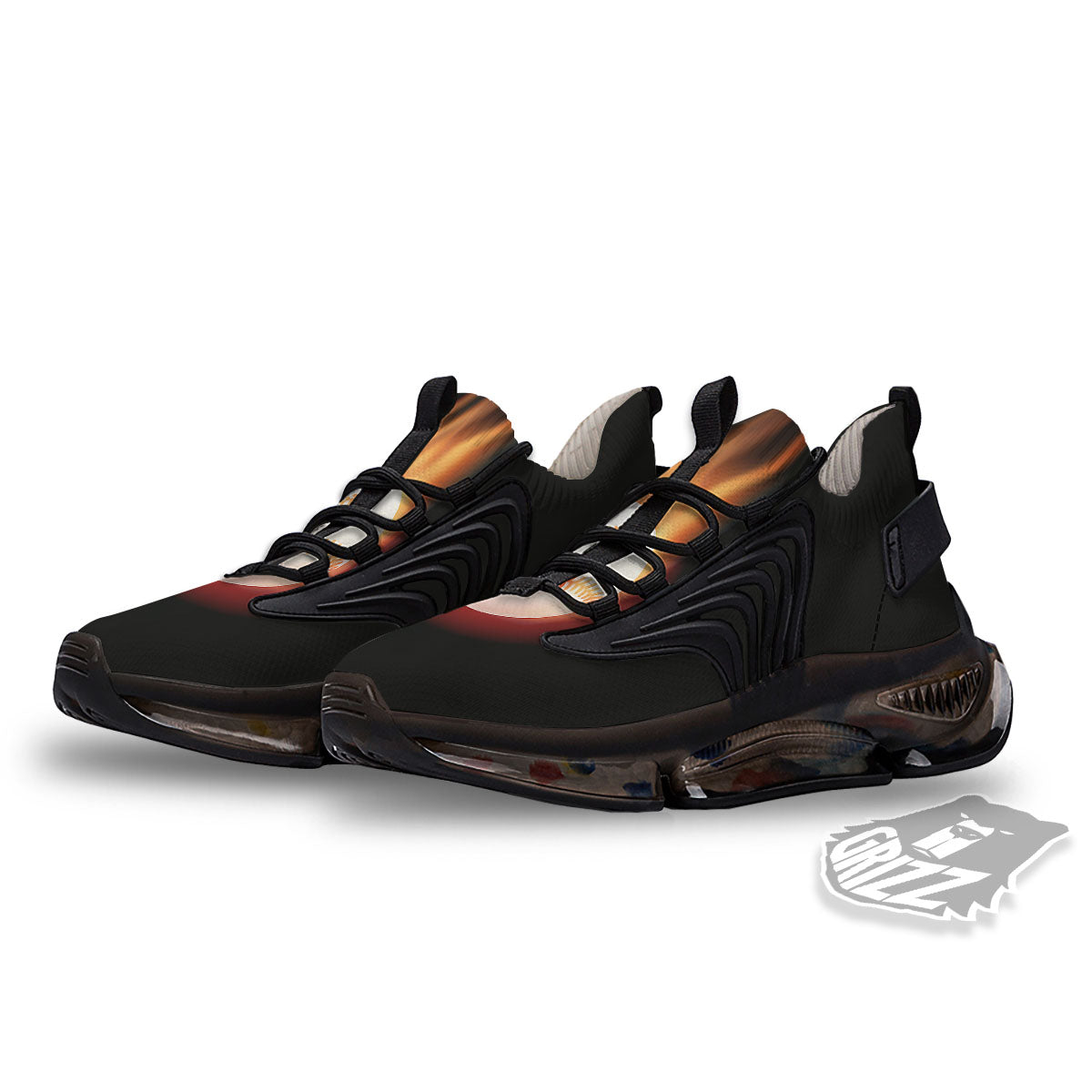 Softball Fireball Print Black Gym Shoes-grizzshop