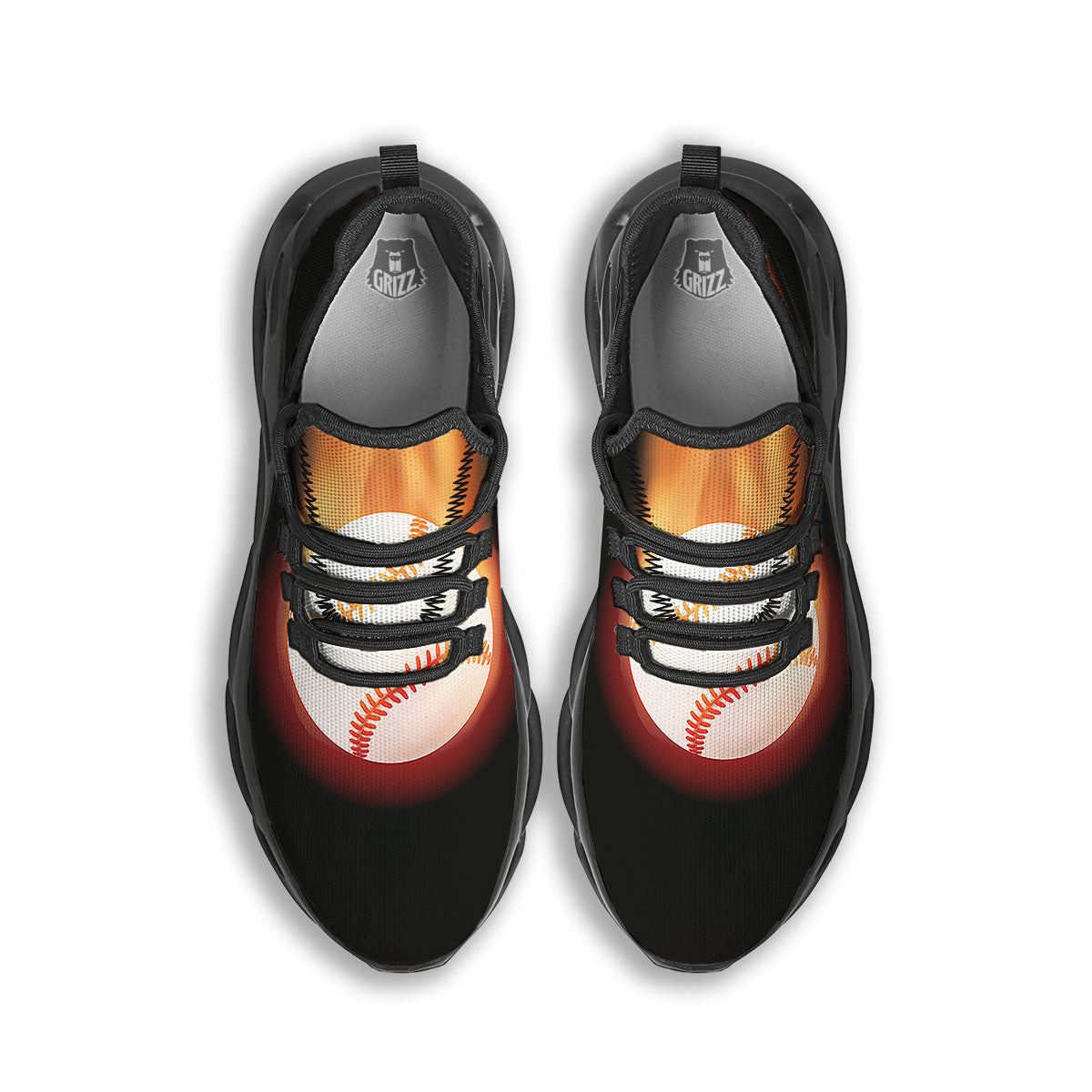 Softball Fireball Print Black Running Shoes-grizzshop
