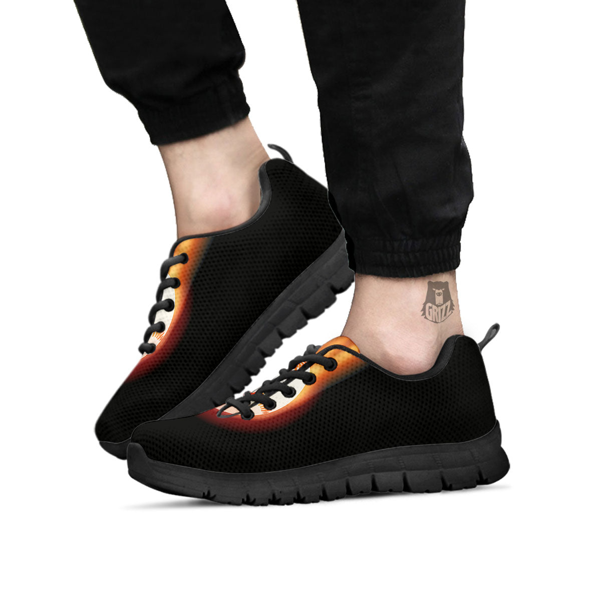 Softball Fireball Print Black Sneaker-grizzshop