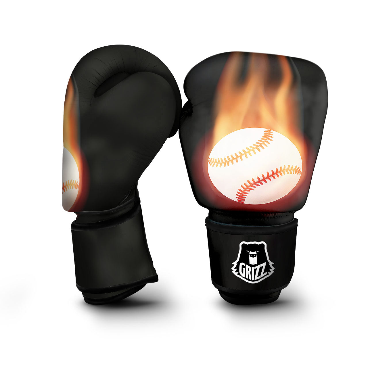 Softball Fireball Print Boxing Gloves-grizzshop