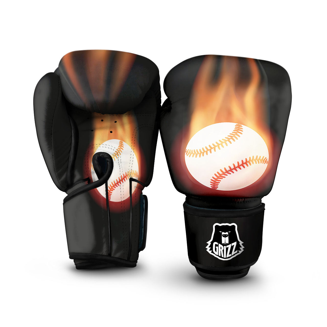 Softball Fireball Print Boxing Gloves-grizzshop