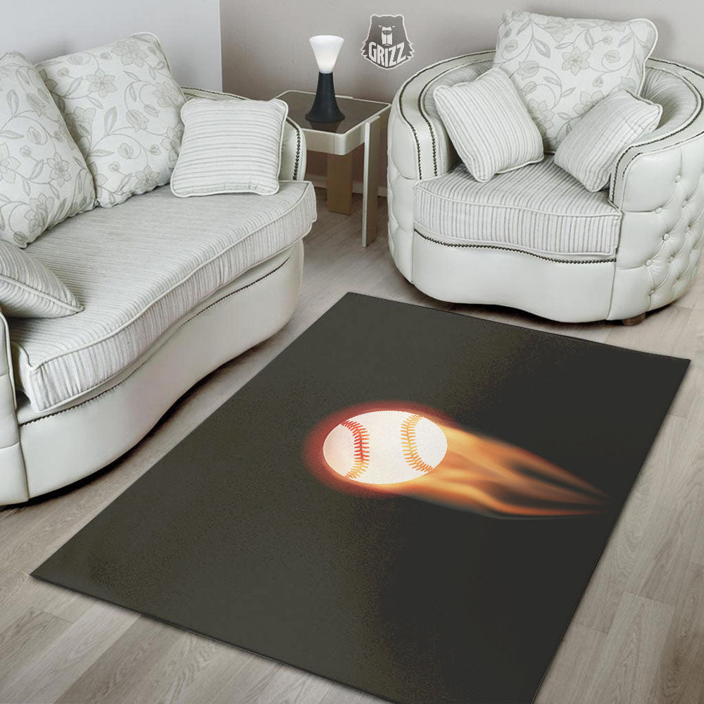 Softball Fireball Print Floor Mat-grizzshop