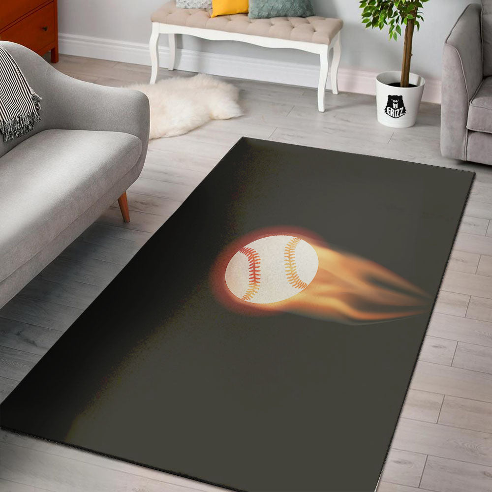 Softball Fireball Print Floor Mat-grizzshop