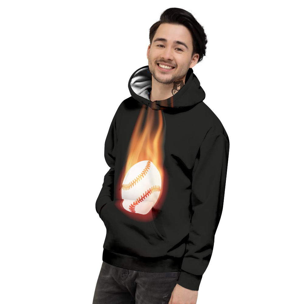 Softball Fireball Print Men's Hoodie-grizzshop