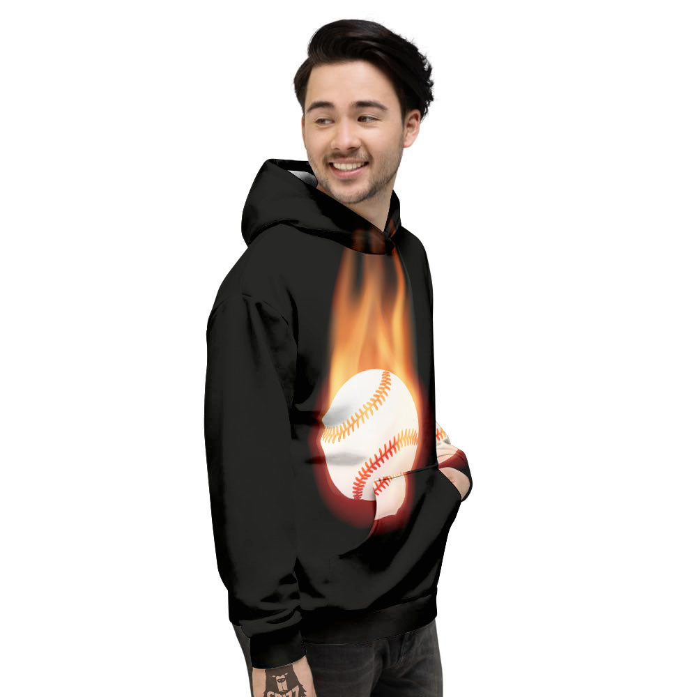 Softball Fireball Print Men's Hoodie-grizzshop