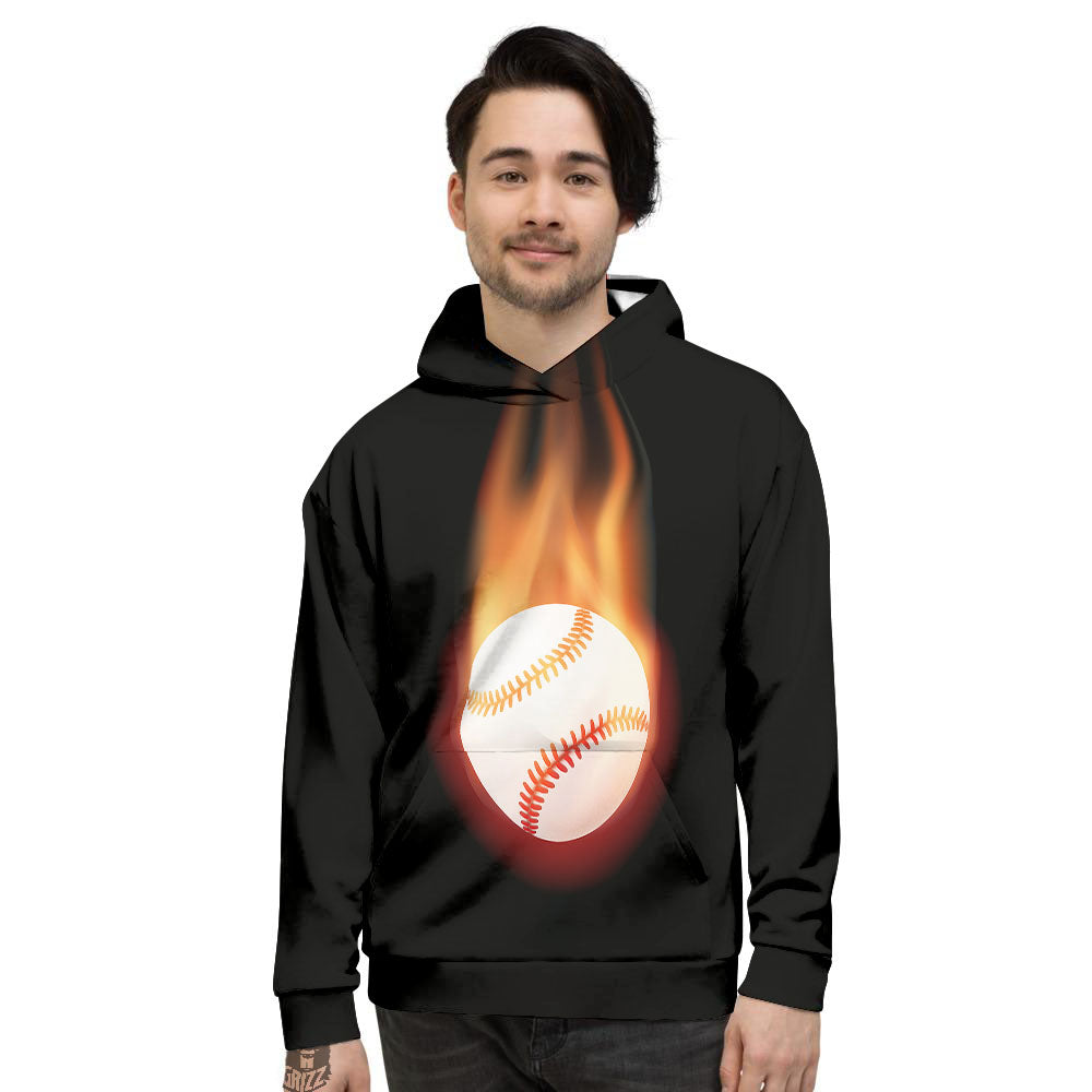 Softball Fireball Print Men's Hoodie-grizzshop