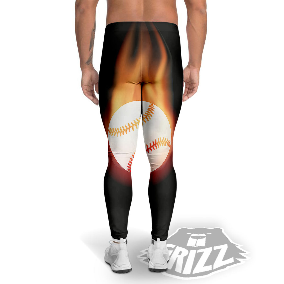 Softball Fireball Print Men's Leggings-grizzshop