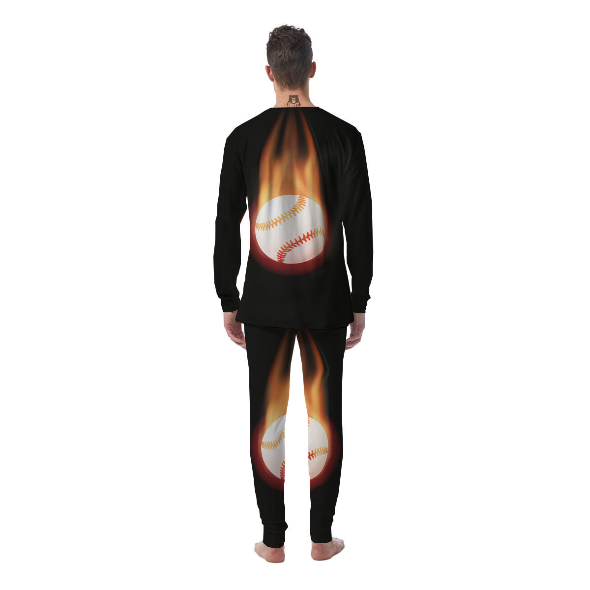 Softball Fireball Print Men's Pajamas-grizzshop
