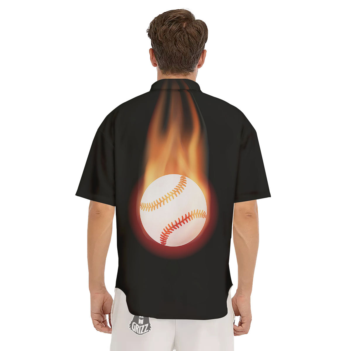 Softball Fireball Print Men's Short Sleeve Shirts-grizzshop