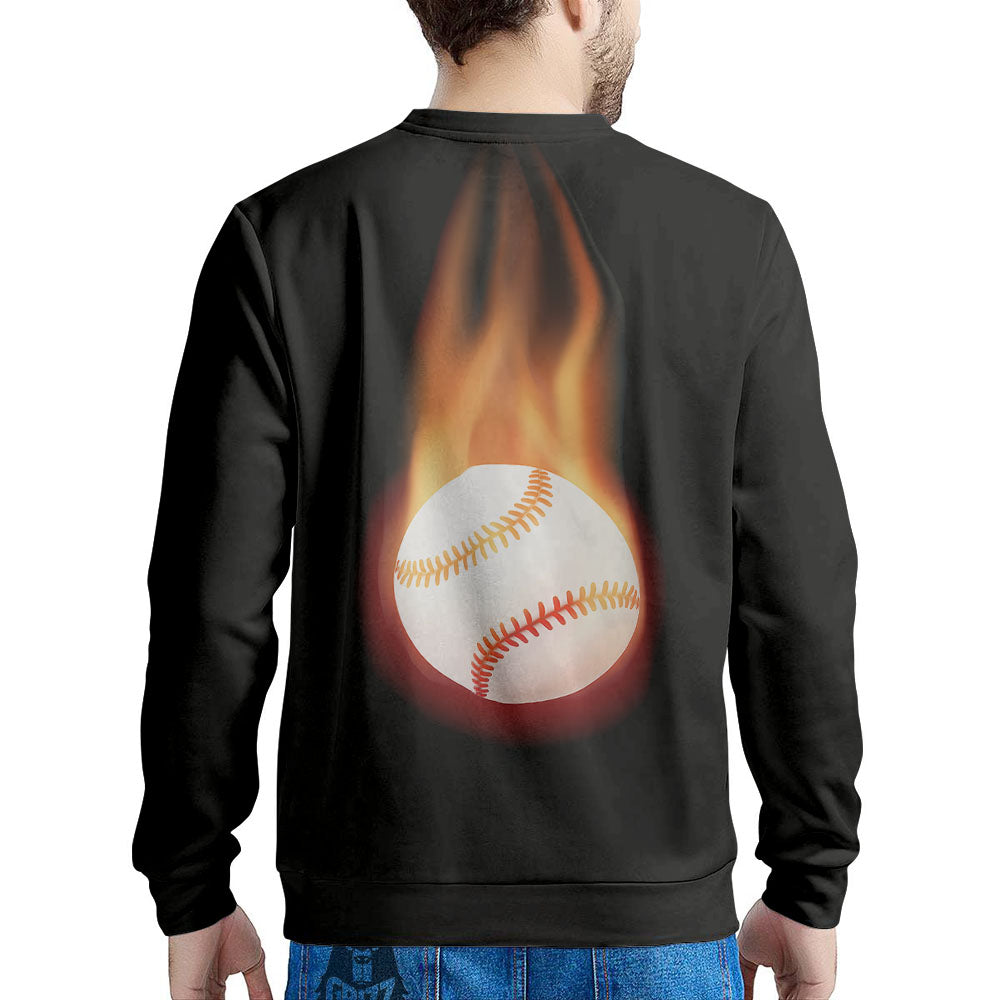 Softball Fireball Print Men's Sweatshirt-grizzshop