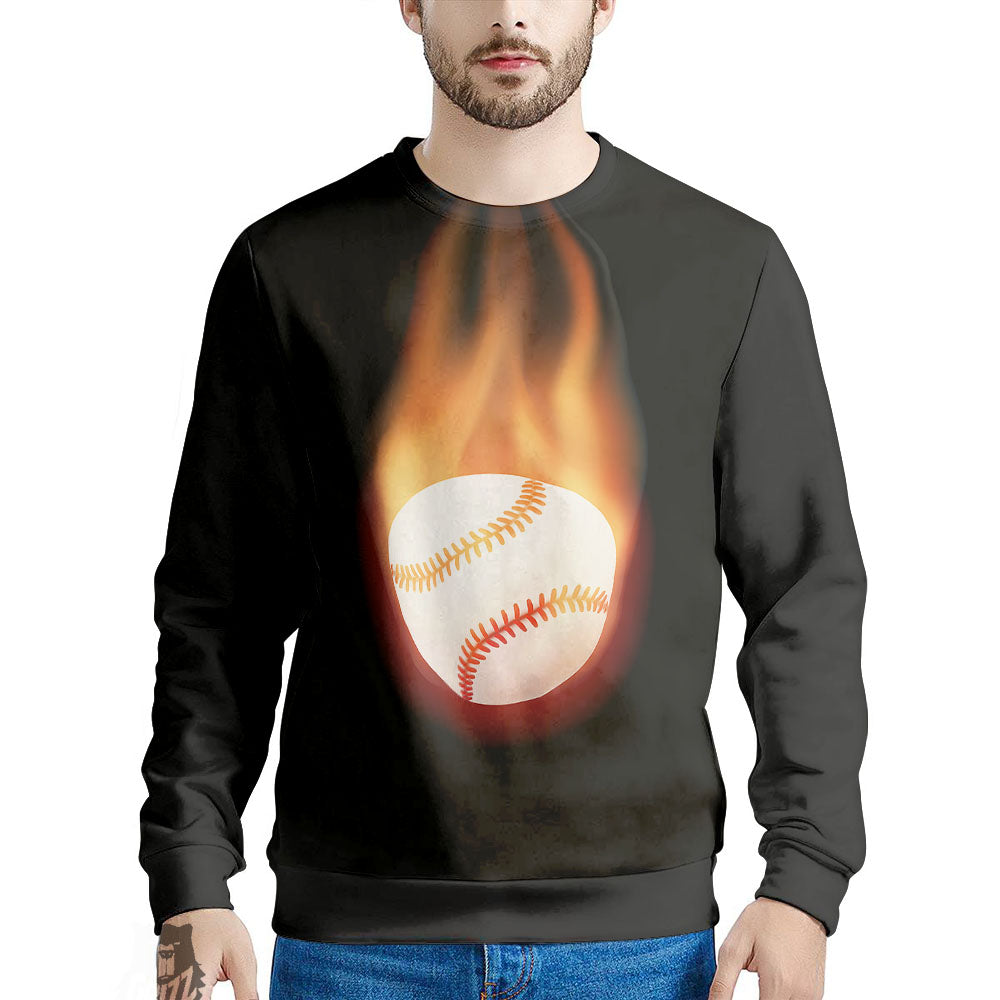 Softball Fireball Print Men's Sweatshirt-grizzshop