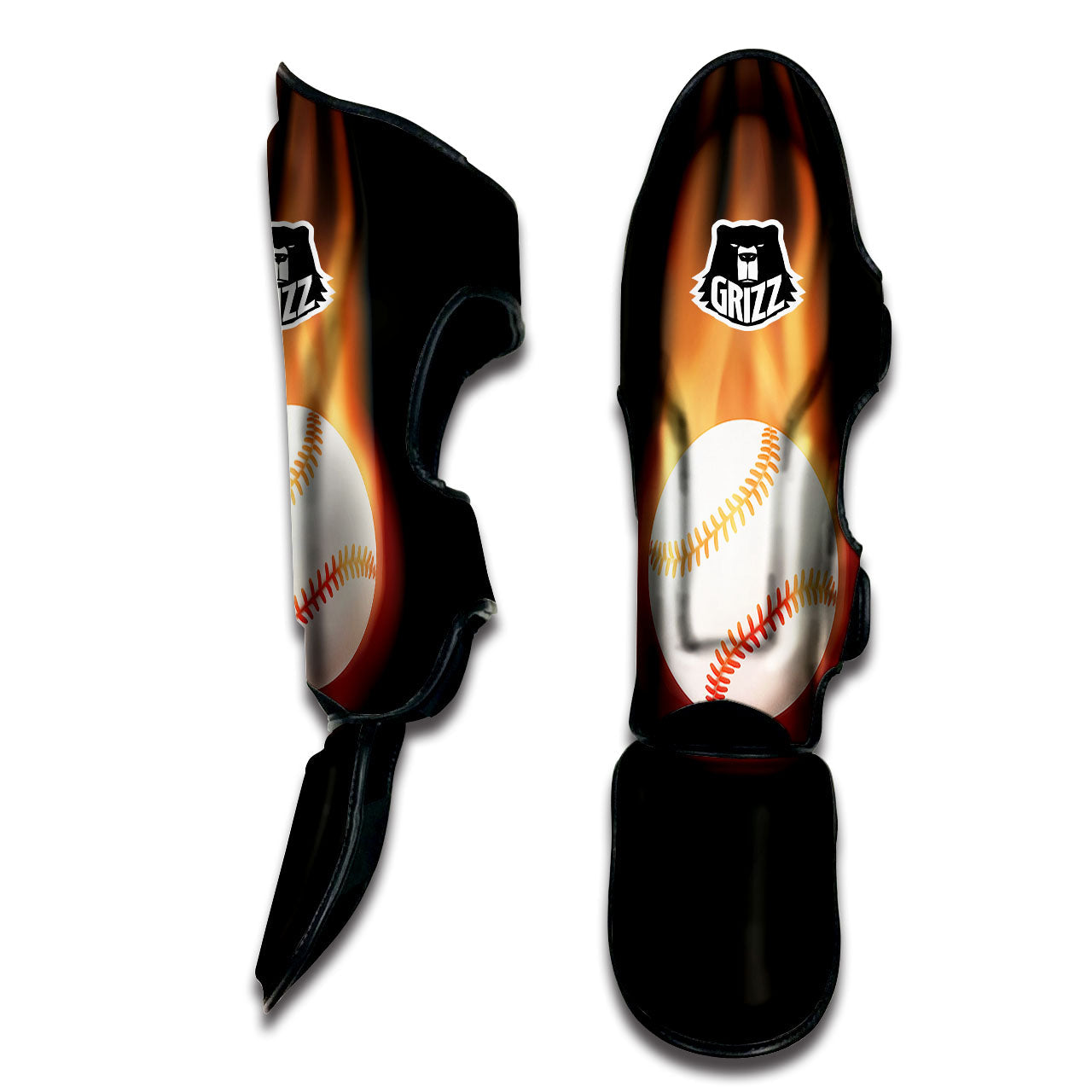 Softball Fireball Print Muay Thai Shin Guards-grizzshop