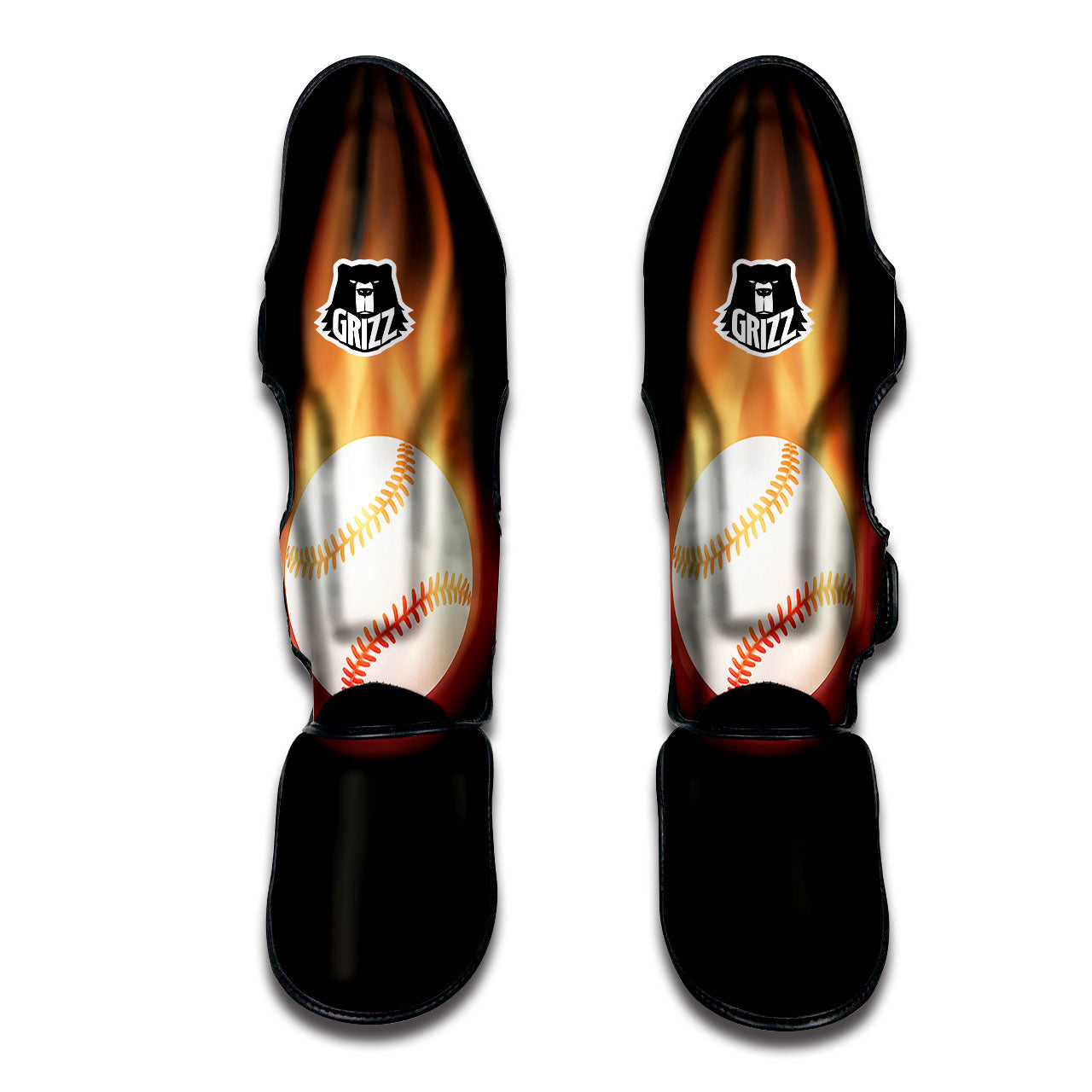 Softball Fireball Print Muay Thai Shin Guards-grizzshop