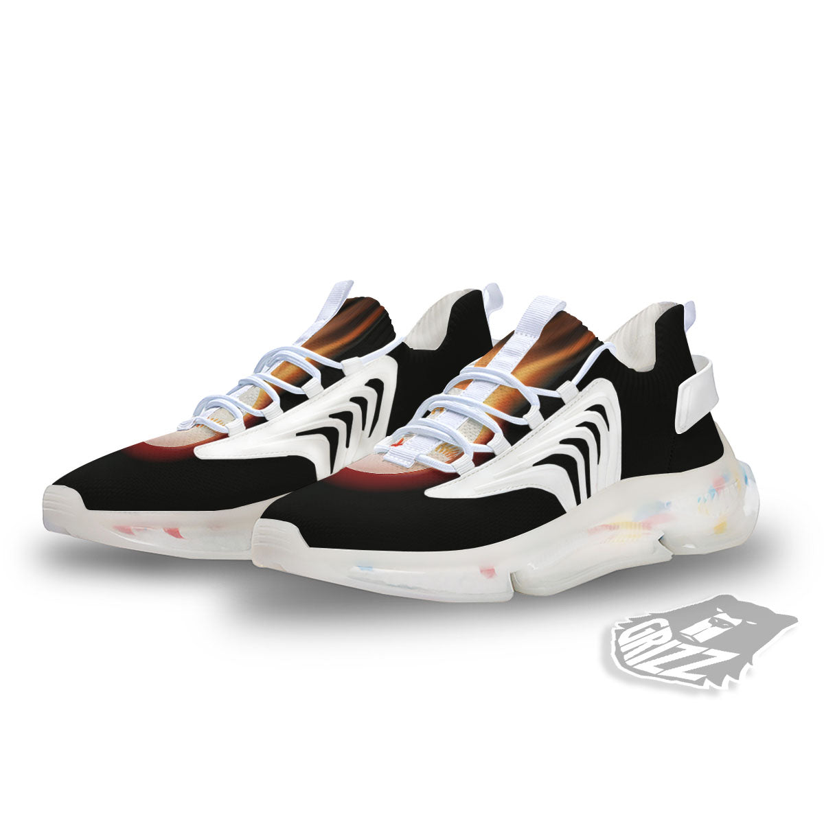 Softball Fireball Print White Gym Shoes-grizzshop