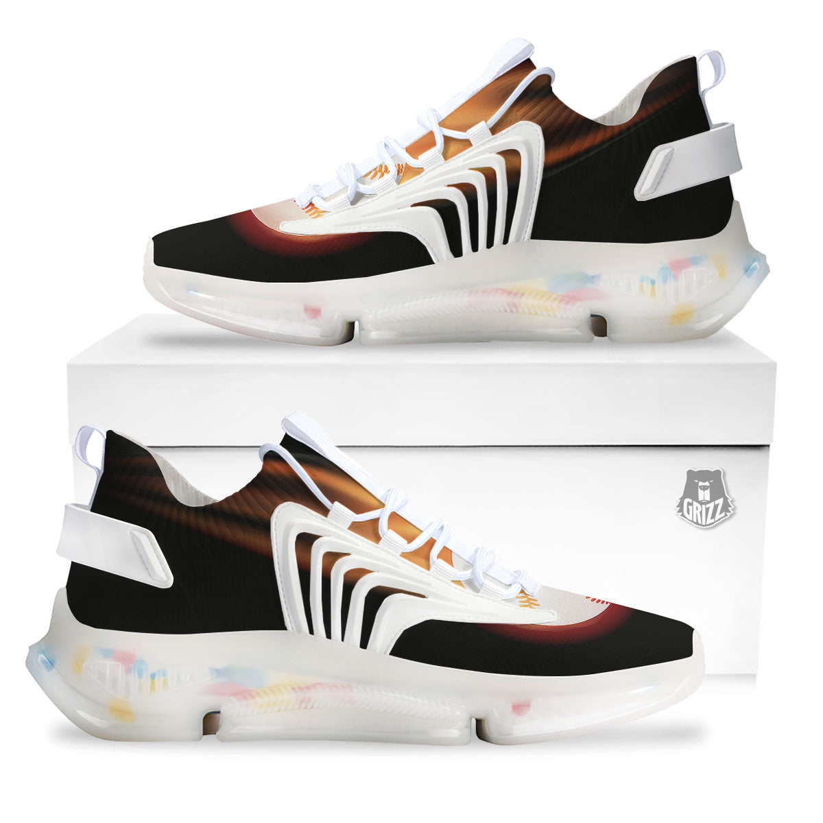 Softball Fireball Print White Gym Shoes-grizzshop