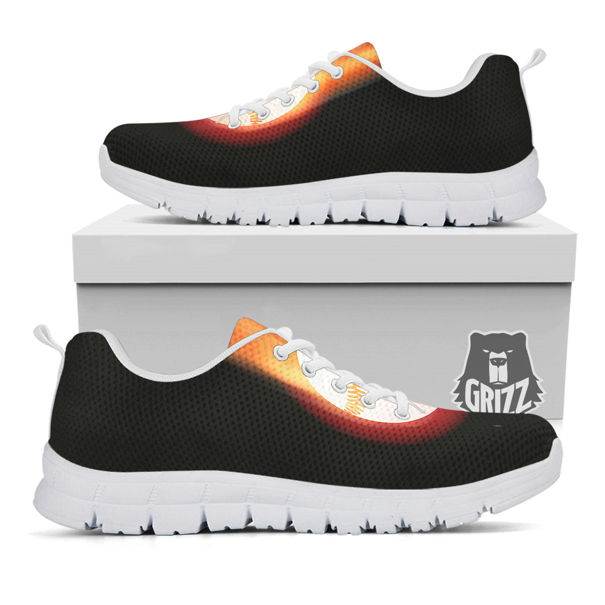 Softball Fireball Print White Sneaker-grizzshop