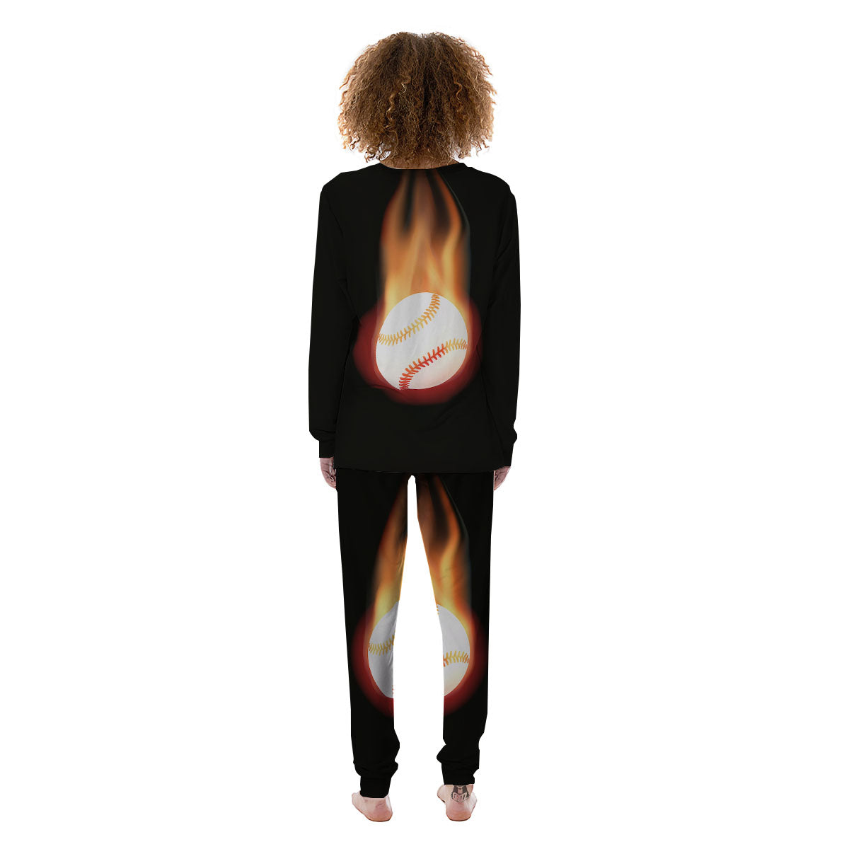 Softball Fireball Print Women's Pajamas-grizzshop