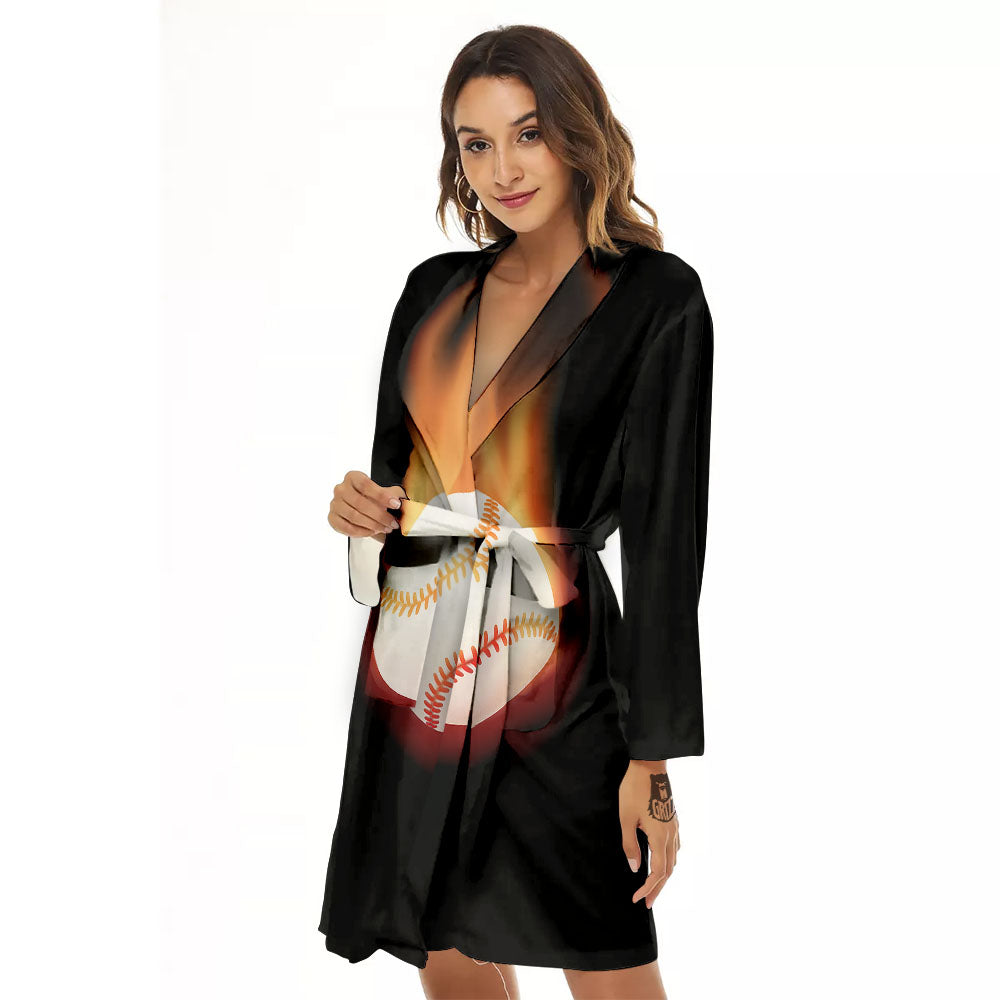 Softball Fireball Print Women's Robe-grizzshop