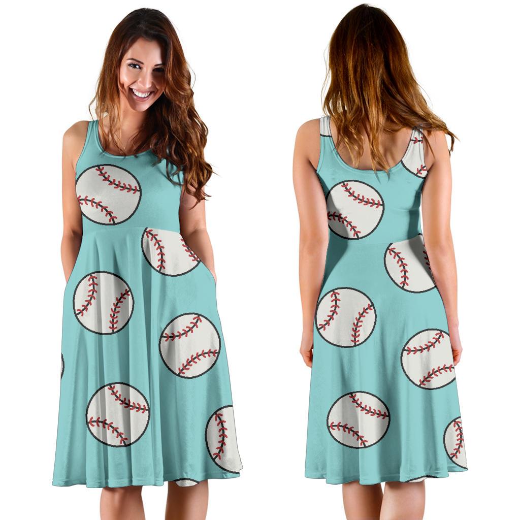 Softball Pattern Print Dress-grizzshop