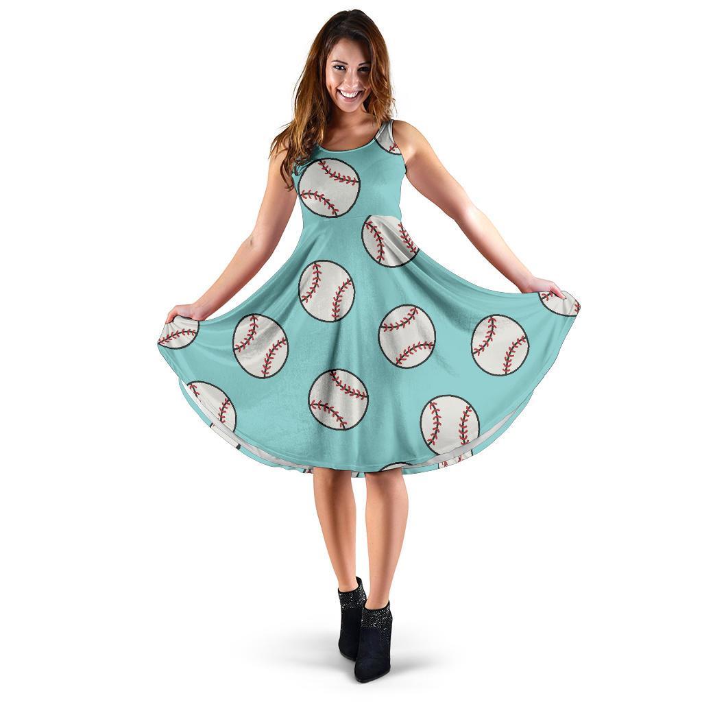 Softball Pattern Print Dress-grizzshop