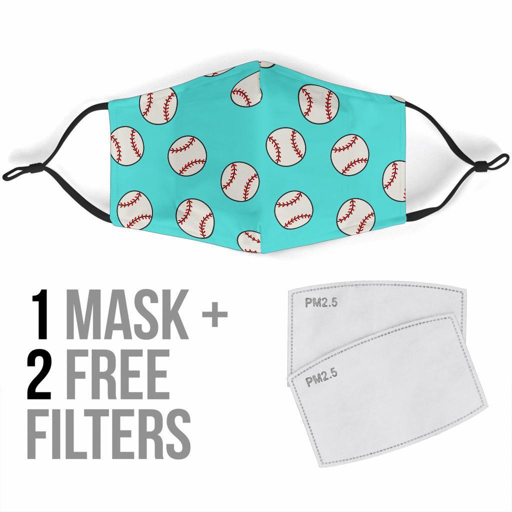 Softball Pattern Print Face Mask-grizzshop