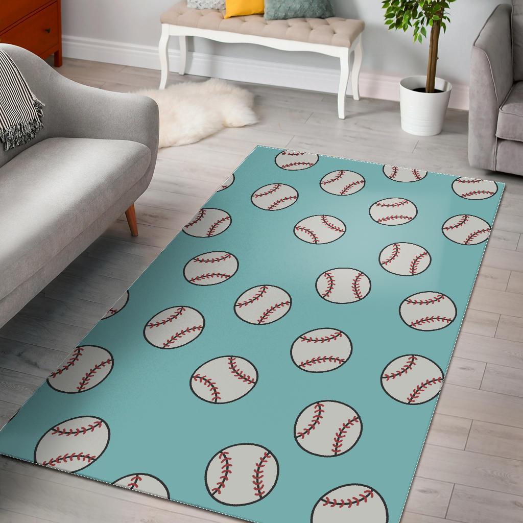 Softball Pattern Print Floor Mat-grizzshop