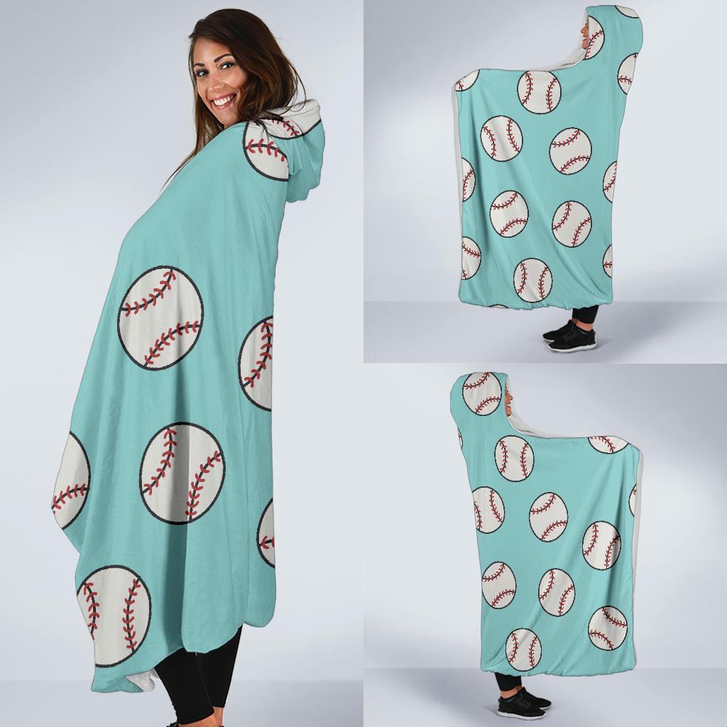 Softball Pattern Print Hooded Blanket-grizzshop